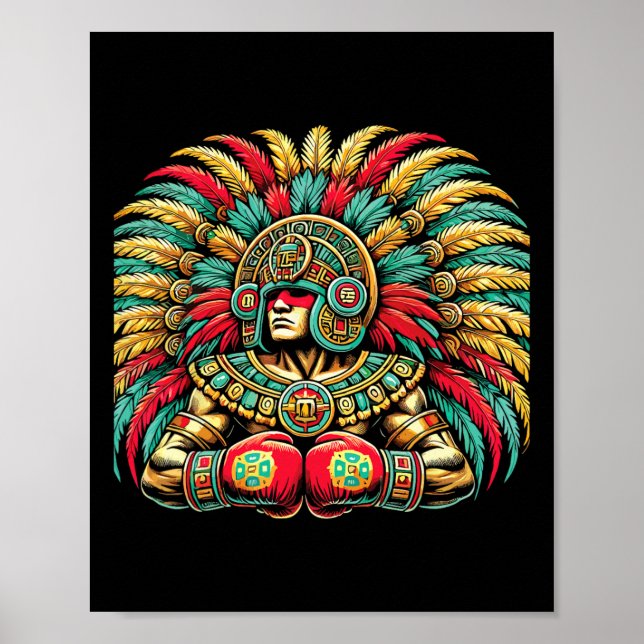 Mexican Boxing Aztec Warrior Design Poster (Vorne)
