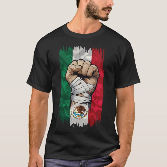 Mexican Boxing Fist Strength Heritage T-Shirt (Vorderseite)