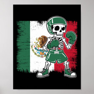 Mexican Boxing Shirt Funny Skelett Poster