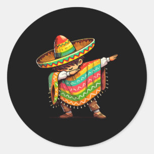 Mexican Boy Dabbing Funny Cinco De Mayo Runder Aufkleber