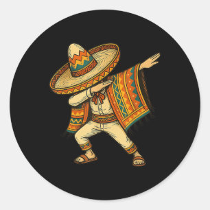 Mexican Boy Dabbing Man Poncho Cinco De Mayo Gesch Runder Aufkleber