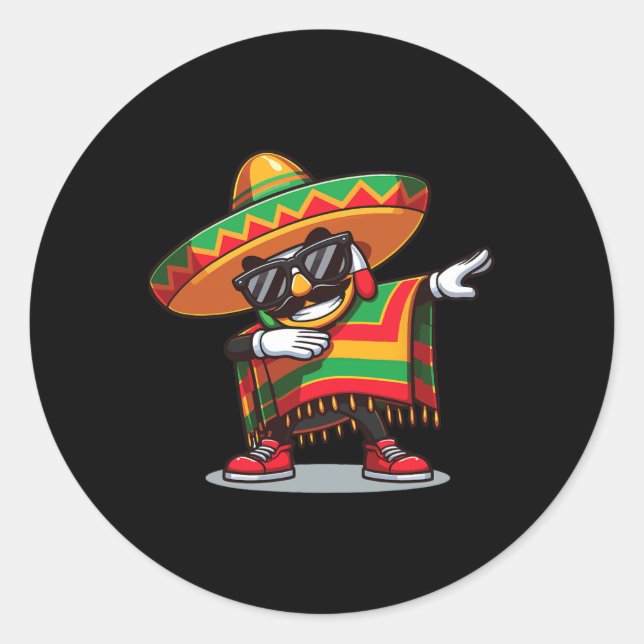 Mexican Boy Dabbing Poncho Cinco De Mayo 2024 Runder Aufkleber (Vorderseite)