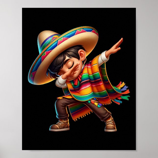 Mexican Boy Dabbing Poncho Cinco De Mayo 2 Poster (Vorne)