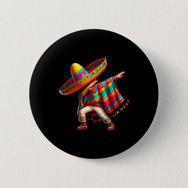 Mexican Boy Dabbing Poncho Cinco De Mayo 3 Button (Vorderseite)