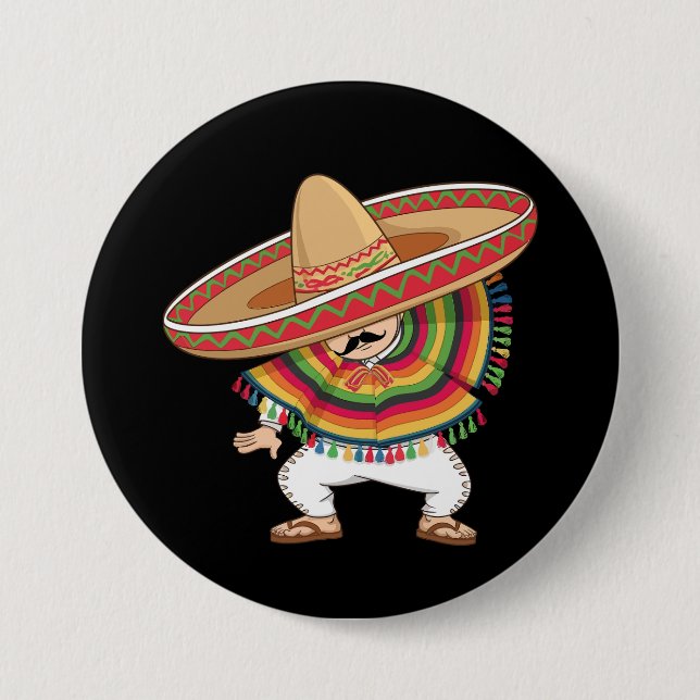 Mexican Boy Dabbing Poncho Cinco de Mayo Button (Vorderseite)