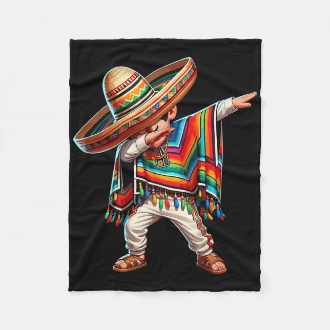 Mexican Boy Dabbing Poncho Cinco De Mayo Fleecedecke (Vorderseite)