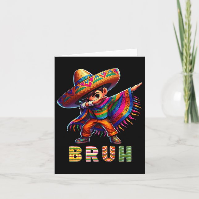 Mexican Boy Dabbing Poncho Cinco De Mayo Funny Bru Karte (Vorderseite)
