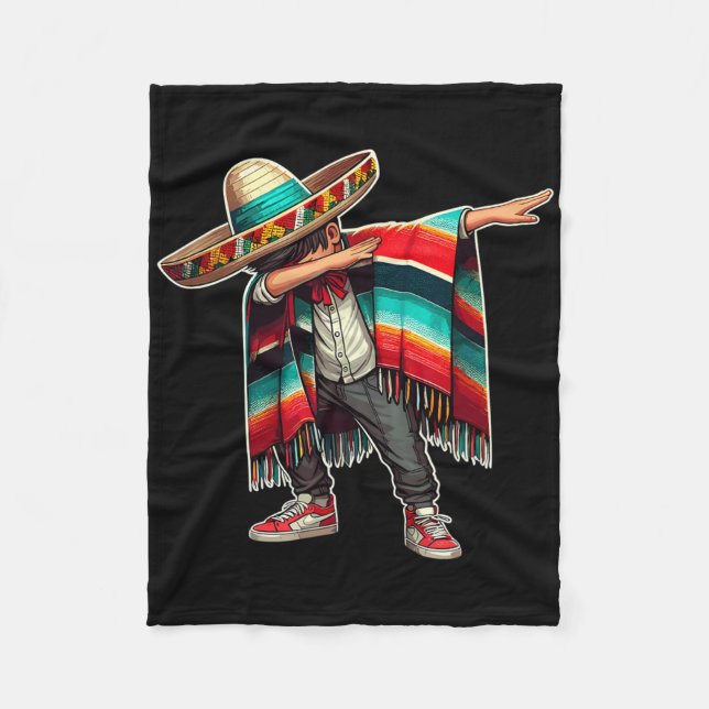 Mexican Boy Dabbing Poncho Funny Cinco De Mayo Par Fleecedecke (Vorderseite)