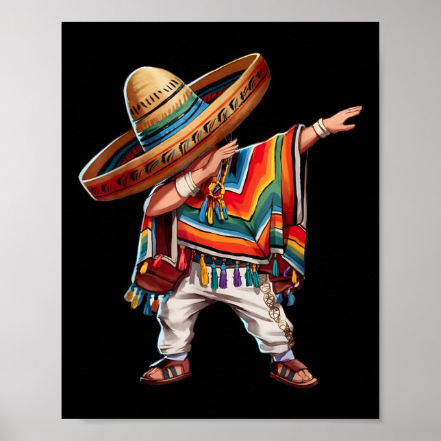 Mexican Boy Dabbing Poncho Funny Cinco De Mayo Par Poster (Vorne)