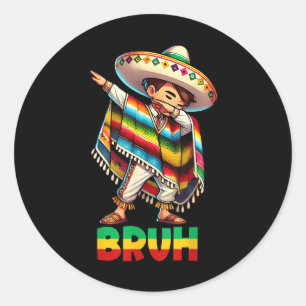 Mexican Boy Dabbing Poncho Sombrero Cinco De Mayo Runder Aufkleber