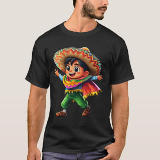 Mexican Boy Fiesta Poncho Cinco De Mayo Kids Celeb T-Shirt