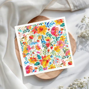 Mexican Bright Floral Fiesta Party Serviette
