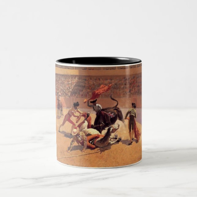 Mexican Bull Fighters (von Frederic Remington) Zweifarbige Tasse (Mittel)