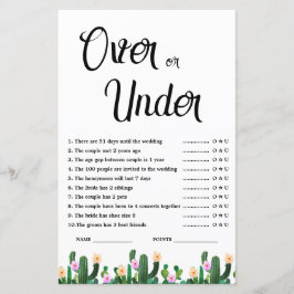 Mexican Cacti Over or Under Bridal Shower Game