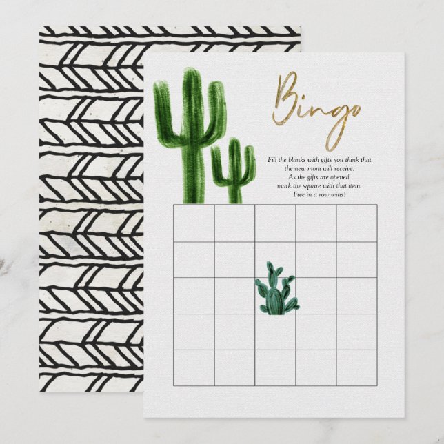 Mexican Cactus Bingo Game Card Einladung (Vorne/Hinten)