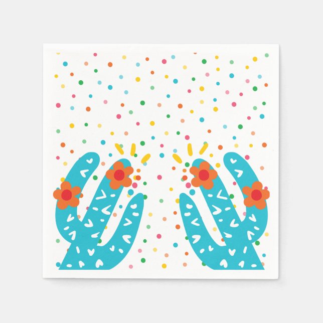 Mexican Cactus Colorful Polka Dot Birthday Serviette (Vorderseite)
