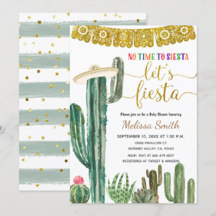 Mexican Cactus Let's Fiesta Baby Shower  Einladung