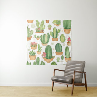Mexican Cactus Oasis Wallpaper Wandteppich