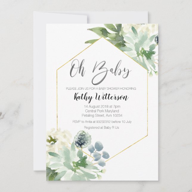 Mexican Cactus Oh Junge Dusche Einladung (Vorderseite)