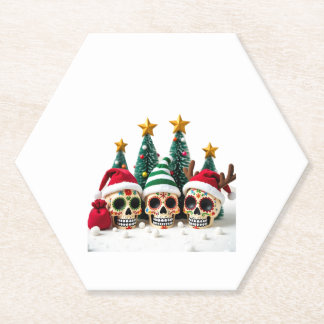 Mexican Calavera Santa Flower Sugar Skull Christma Untersetzer