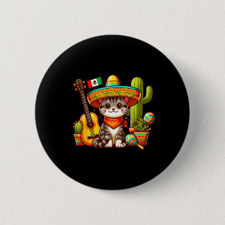 Mexican Cat Cinco De Mayo Kitten Let's Fiesta Viva Button