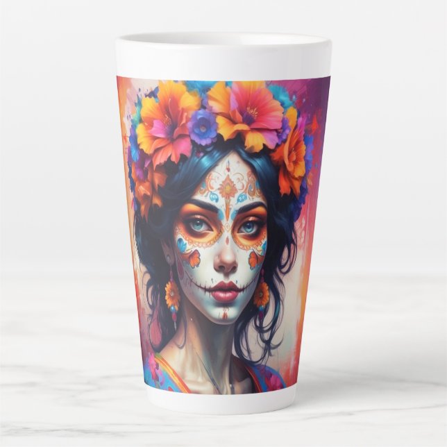 Mexican Catrina watercolor Milchtasse (Vorderseite)