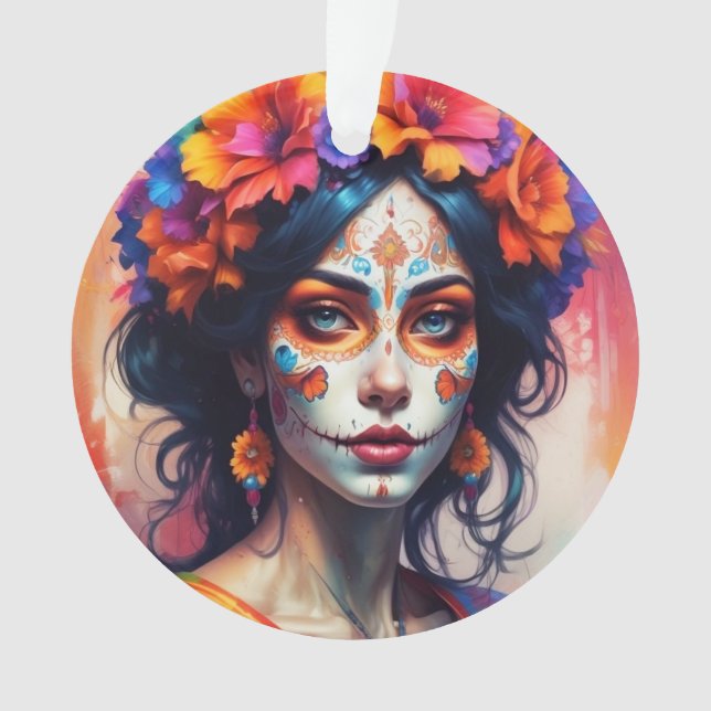 Mexican Catrina watercolor Ornament (Vorderseite)