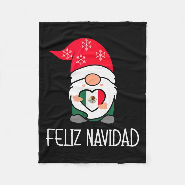 Mexican Christmas Gnome Feliz Navidad Mexico  Fleecedecke (Vorderseite)