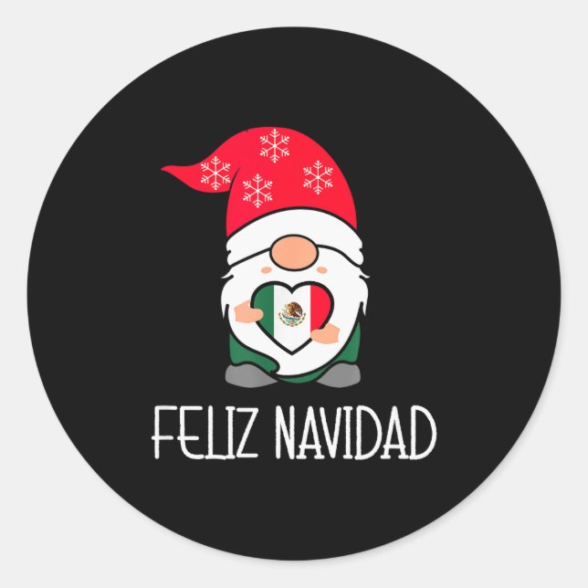 Mexican Christmas Gnome Feliz Navidad Mexico  Runder Aufkleber (Vorderseite)