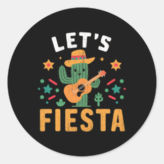 Mexican Cinco De Mayo Cactus Guitar For Men Women  Runder Aufkleber