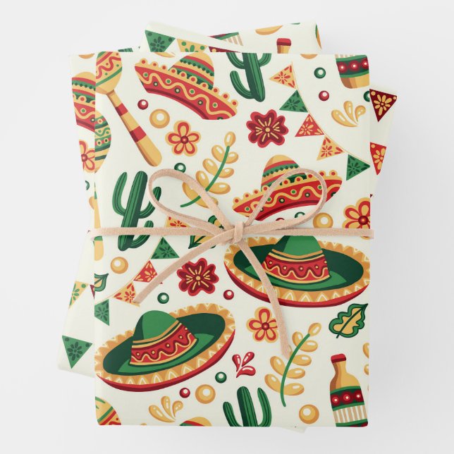 Mexican Cinco De Mayo Pattern  Geschenkpapier Set (Beispiel)