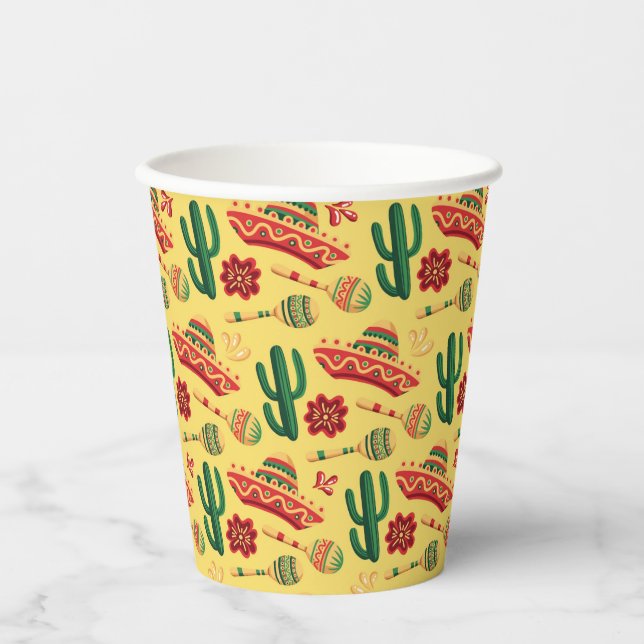 Mexican Cinco De Mayo Pattern  Pappbecher (Vorderseite)