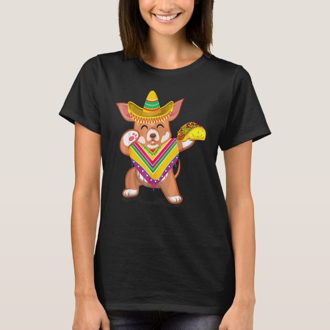 Mexican Dabbing Chihuahua Cinco De Mayo Poncho Som T-Shirt (Vorderseite)