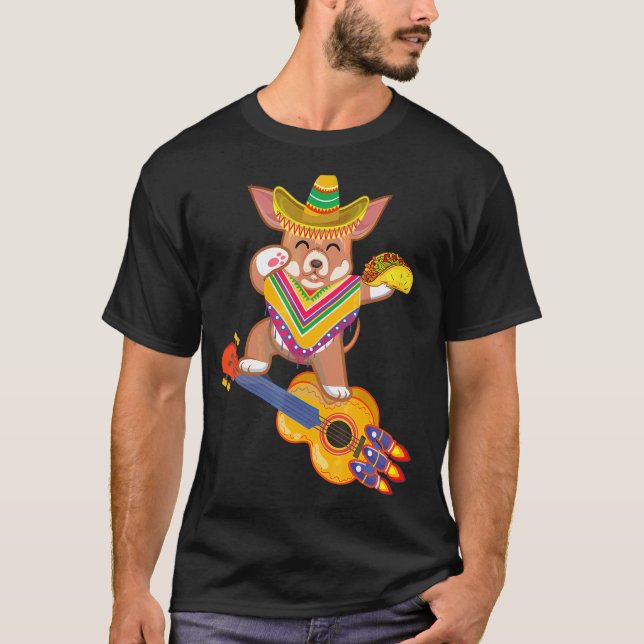 Mexican Dabbing Chihuahua Cinco De Mayo Poncho Som T-Shirt (Vorderseite)
