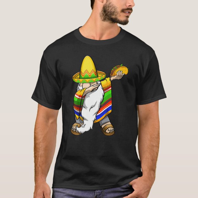 Mexican Dabbing Gnome Cinco De Mayo Poncho Sombrer T-Shirt (Vorderseite)