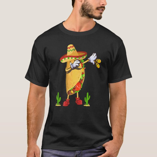Mexican Dabbing Taco Cinco De Mayo Poncho Sombrero T-Shirt (Vorderseite)