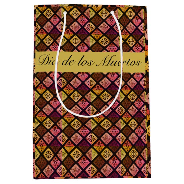 Mexican Dia de los Muertos anpassbar Mittlere Geschenktüte (Vorderseite)