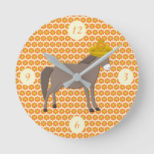 Mexican Donkey Day of the Dead Runde Wanduhr