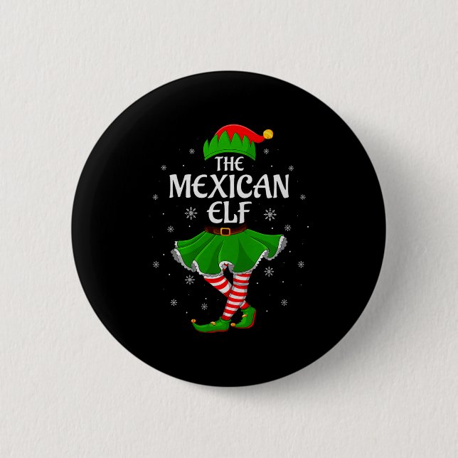 Mexican Elf Christmas Family Girls Women Elf Squad Button (Vorderseite)