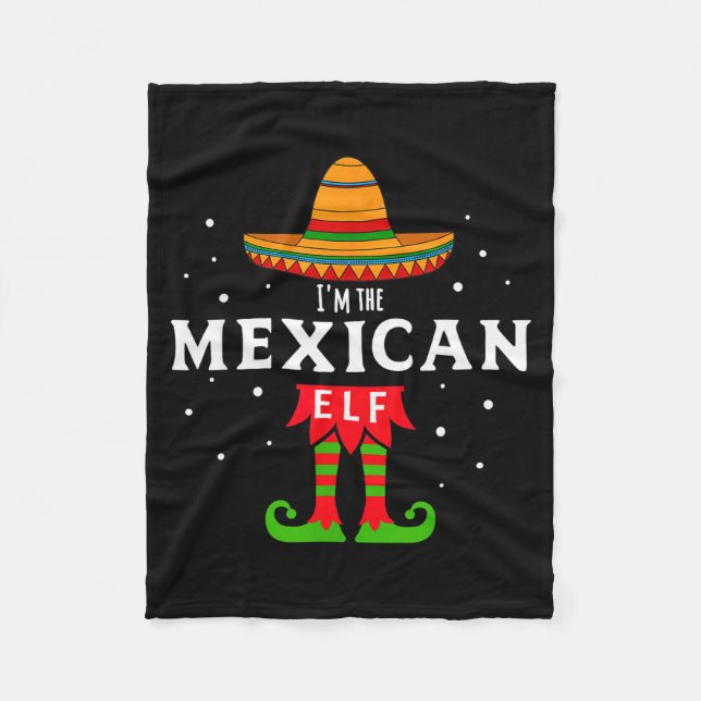 Mexican Elf Christmas Sombrero Feliz Navidad Gift  Fleecedecke (Vorderseite)