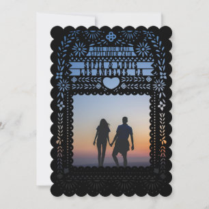 Mexican Fantail Doves Papel Picado Save the Date Einladung