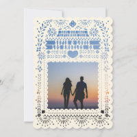 Mexican Fantail Doves Papel Picado Save the Date