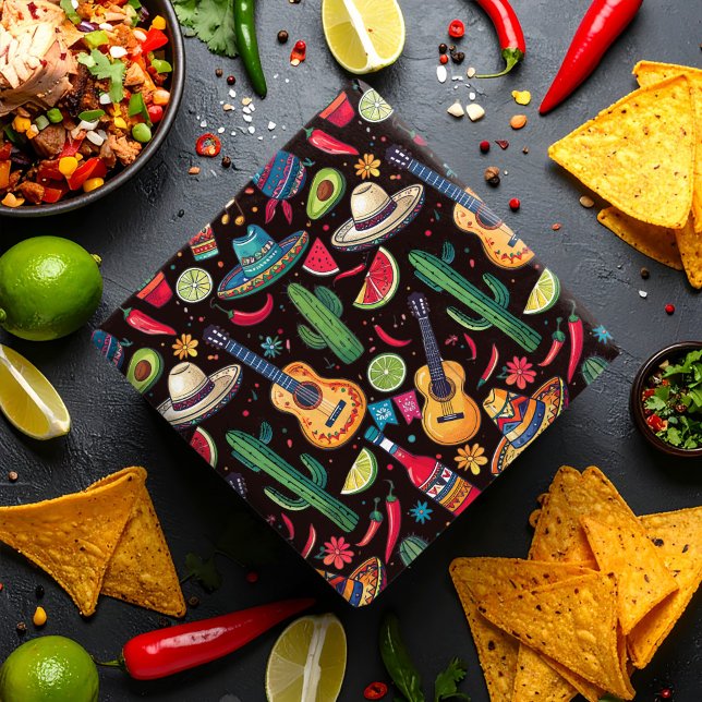 Mexican Fiesta Any Occasion Pattern Black ID1114 Geschenkpapier (Von Creator hochgeladen)