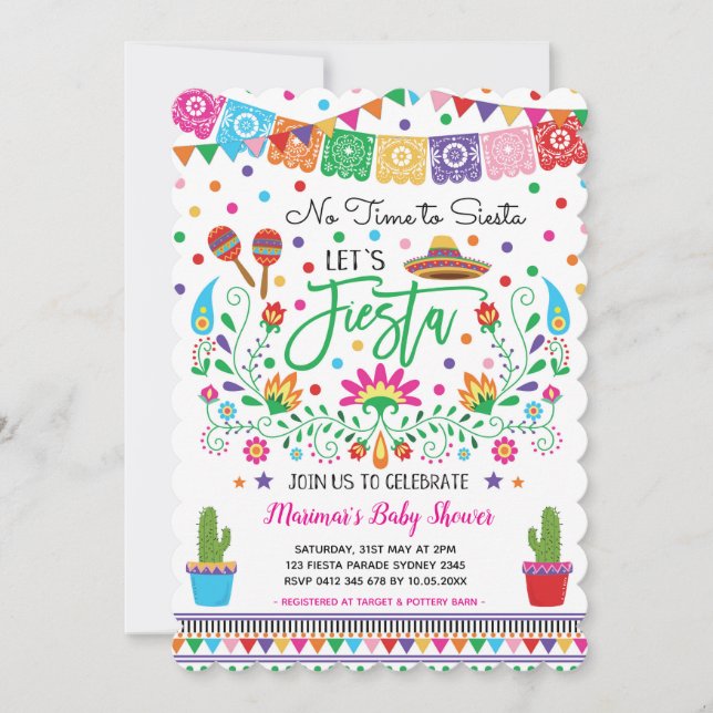 Mexican Fiesta Baby Shower Cactus Invitation Einladung (Vorderseite)