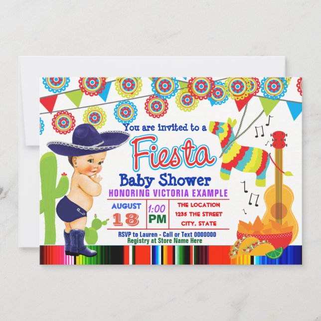 Mexican Fiesta Baby Shower Invitations Baby Boy Einladung (Vorderseite)