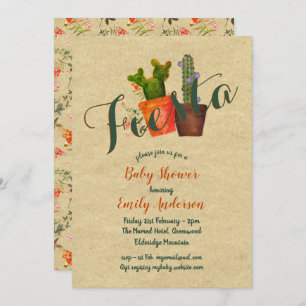 Mexican Fiesta Baby Shower Rustic Cacti Cactus Einladung