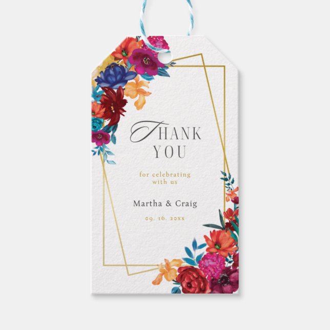 Mexican Fiesta Blume Gastgeschenk Hochzeit Gift Ta Geschenkanhänger (Vorderseite)