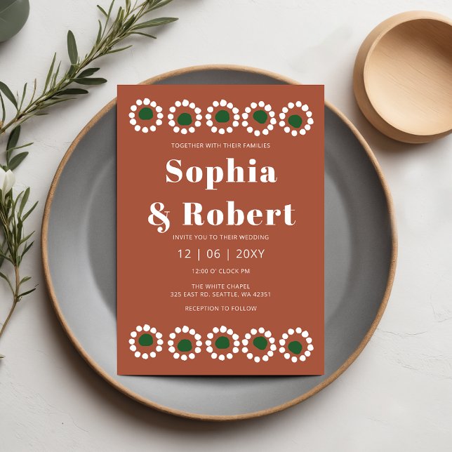 Mexican Fiesta Boho Barro Wedding Einladung (Mexican Fiesta Boho Barro Wedding Invitation)