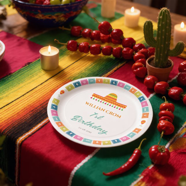 Mexican Fiesta Cactus 1. Geburtstag Pappteller (Von Creator hochgeladen)
