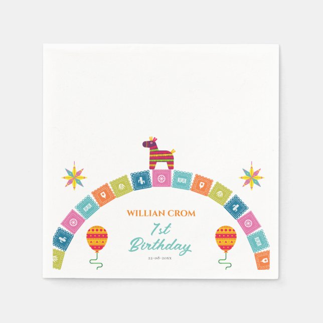 Mexican Fiesta Cactus 1. Geburtstag Serviette (Vorderseite)